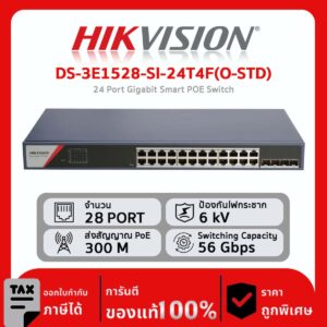 Switches Hikvision รุ่น DS-3E1528-SI-24T4F(O-STD) 24 Port Gigabit Smart POE Switch