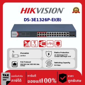 Cloud Switch Hikvision รุ่น DS-3E1326P-EI(B):24 Port Fast Ethernet Smart POE Switch
