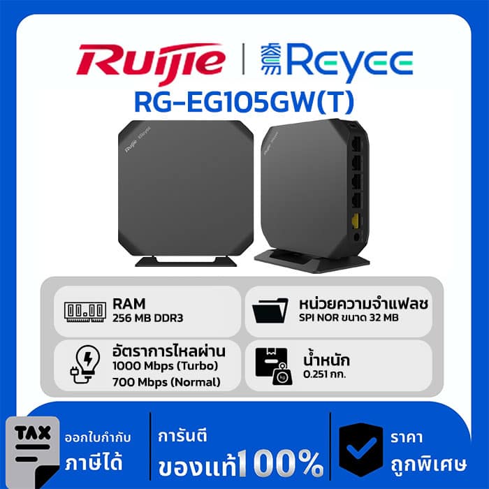 Wireless Router รุ่น RG-EG105GW(T) Wi-Fi 5 1267Mbps Wireless All-in-One Business Router