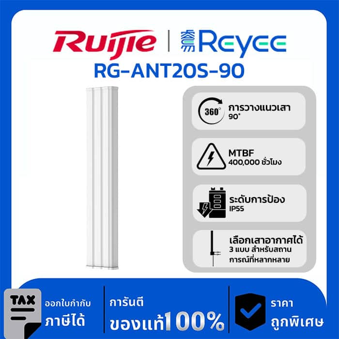 Wireless Bridge รุ่น RG-ANT20S-90 เสาอากาศแบบแยกส่วน 90° สำหรับบริดจ์ไร้สายซีรีส์ RG-AirMetro