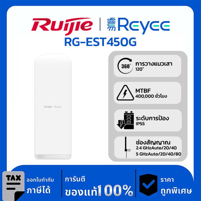 Wireless Bridge รุ่น RG-EST450G 15 dBi, พร้อมเสาอากาศในตัว 120°