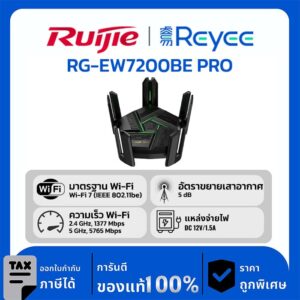 Ruijie / Reyee เราเตอร์เกมมิ่ง Wi-Fi 7 ความเร็ว 7200 Mbps ที่จัดการผ่านระบบคลาวด์ รุ่น RG-EW7200BE PRO