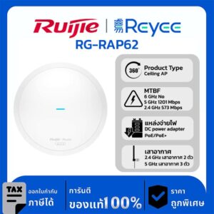 Wireless AP รุ่น RG-RAP62 อุปกรณ์กระจายสัญญาณติดเพดานมาตรฐาน AX1800 ที่รองรับ Wi-Fi 6