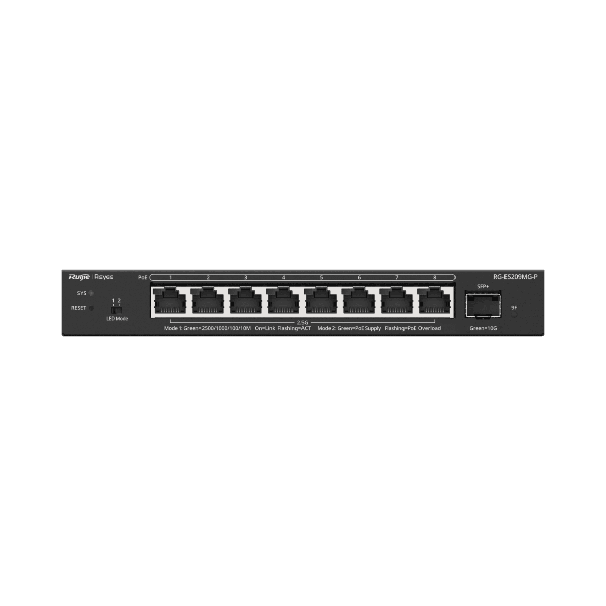 Switches รุ่น RG-ES209MG-P สวิตช์ PoE ที่จัดการบนคลาวด์ 2.5G จำนวน 8 พอร์ต, อัปลิงค์ 10G จำนวน 1 พอร์ต - Image 2
