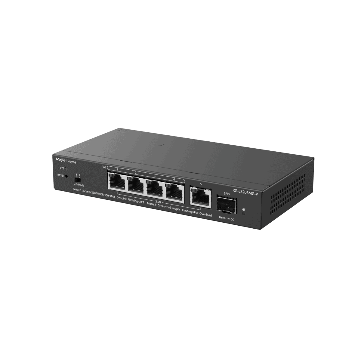 Switches รุ่น RG-ES206MG-P สวิตช์ PoE ที่จัดการบนคลาวด์ 2.5G จำนวน 5 พอร์ต, อัปลิงค์ 10G จำนวน 1 พอร์ต - Image 2