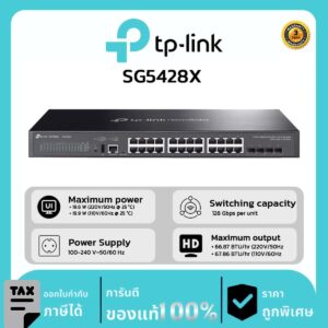 TP-LINK SWITCH รุ่น SG5428X Omada 24-Port Gigabit Stackable Lite L3 Managed Switch with 4× 10G Slots