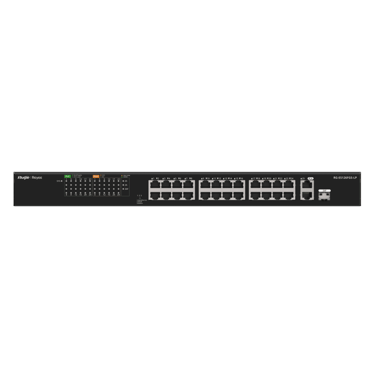 Switches รุ่น RG-ES126FGS-LP 24-Port 10/100 Mbps with 2-Port Gigabit Unmanaged PoE Switch - Image 4