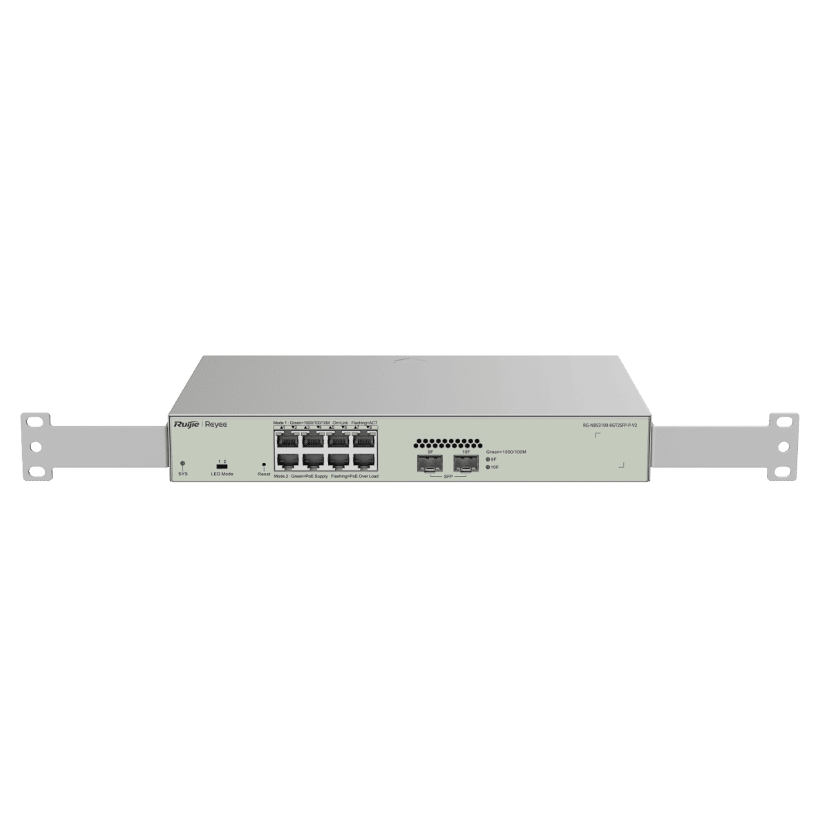 Ruijie / Reyee สวิตช์ 10 พอร์ต รุ่น RG-NBS3100-8GT2SFP-P-V2 สวิตช์ PoE ที่มีการจัดการผ่านคลาวด์แบบ Layer 2 ความเร็วระดับกิกะบิตแบบ 10 พอร์ต - Image 2
