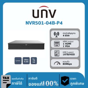 เครื่องบันทึกกล้องวงจรปิด UNV รุ่น NVR501-04B-P4
